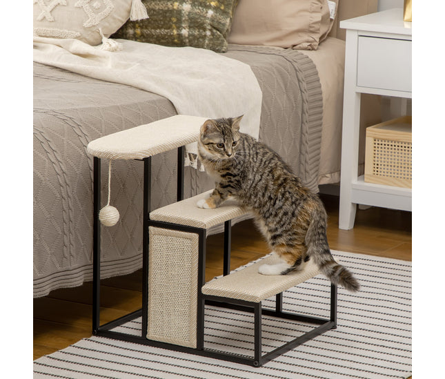 Top angle of 3-step pet stairs for indoor cats
