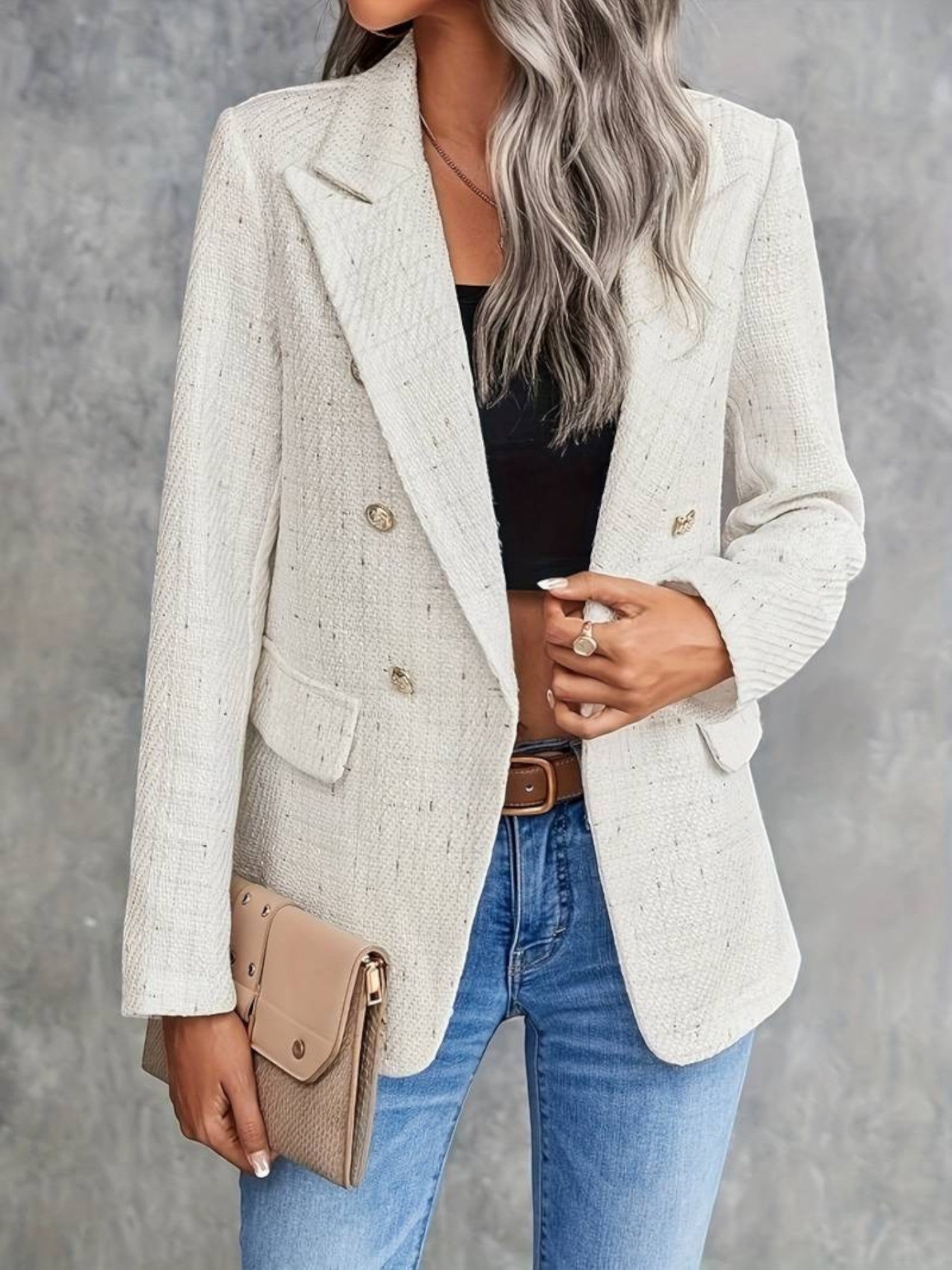 Long Sleeve Button Blazer for Women