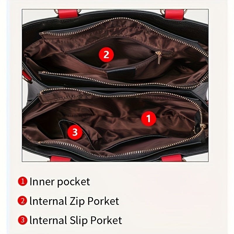 Luxury Leather Tote Bag for Women - Large Embossed Satchel