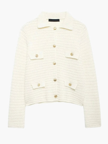 Textured Button Placket Cardigan