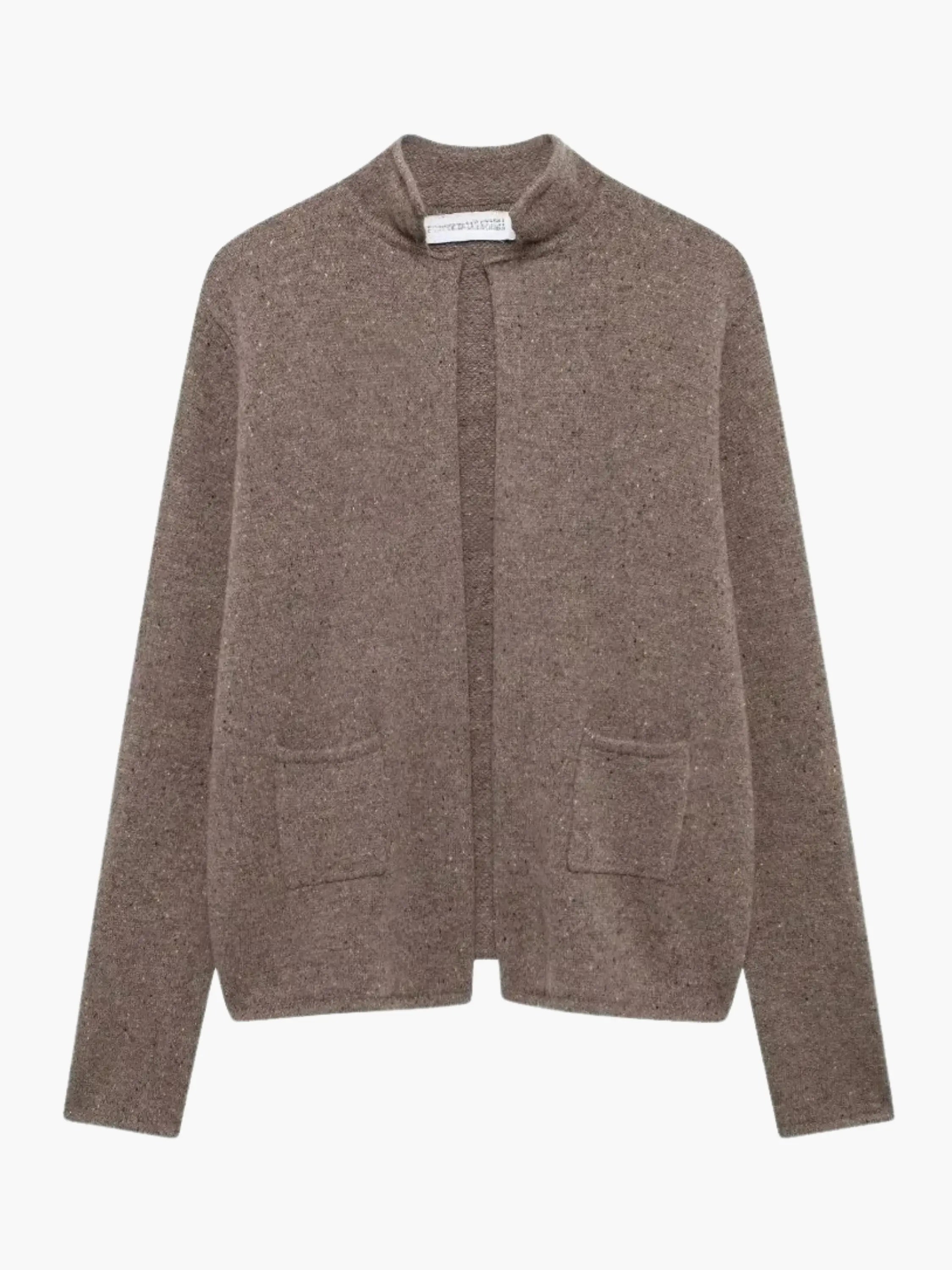 Open Front High Collar Cardigan