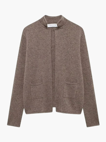 Open Front High Collar Cardigan