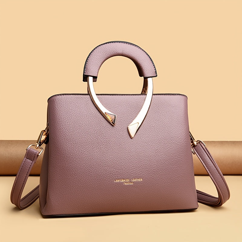 Vintage-Inspired Large Tote Bag with Detachable Shoulder Strap