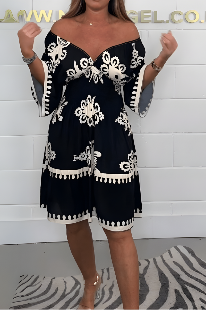 V-Neck Patterned Dress – Ideal for Any Occasion