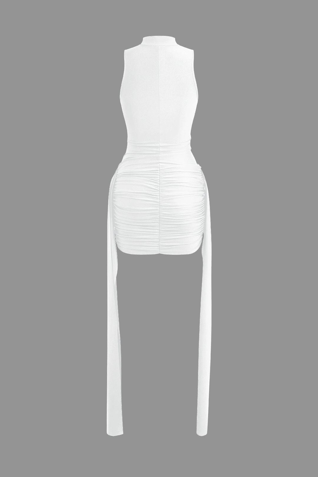 Elegant High-Neck Bodycon Mini Dress with Draping