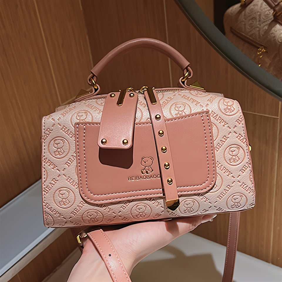 Elegant Pink Women's Handbag with Gold Hardware - Versatile Crossbody Mini Purse