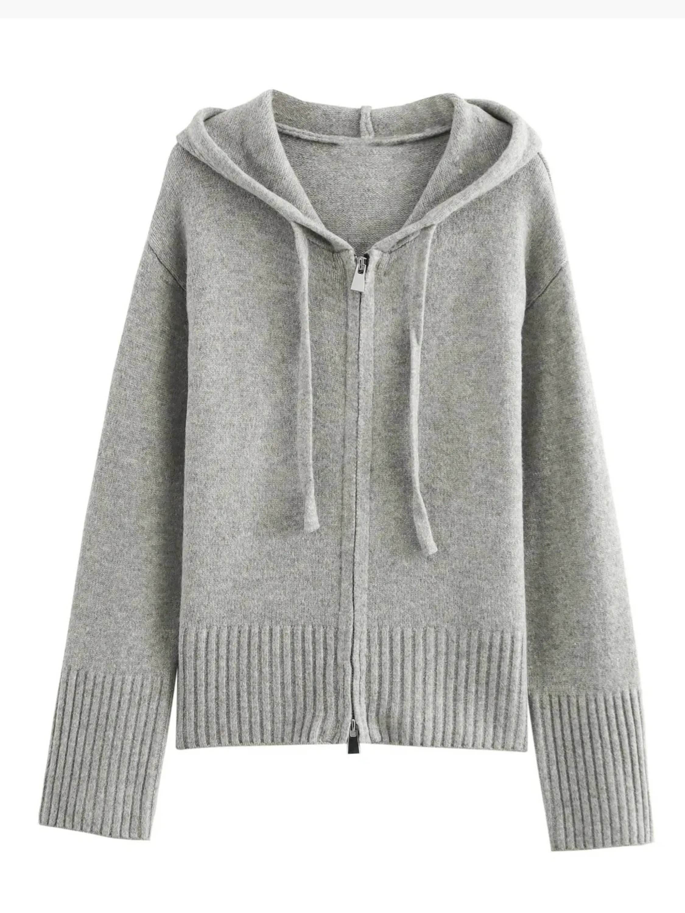 Zippered Hoodie Cardigan