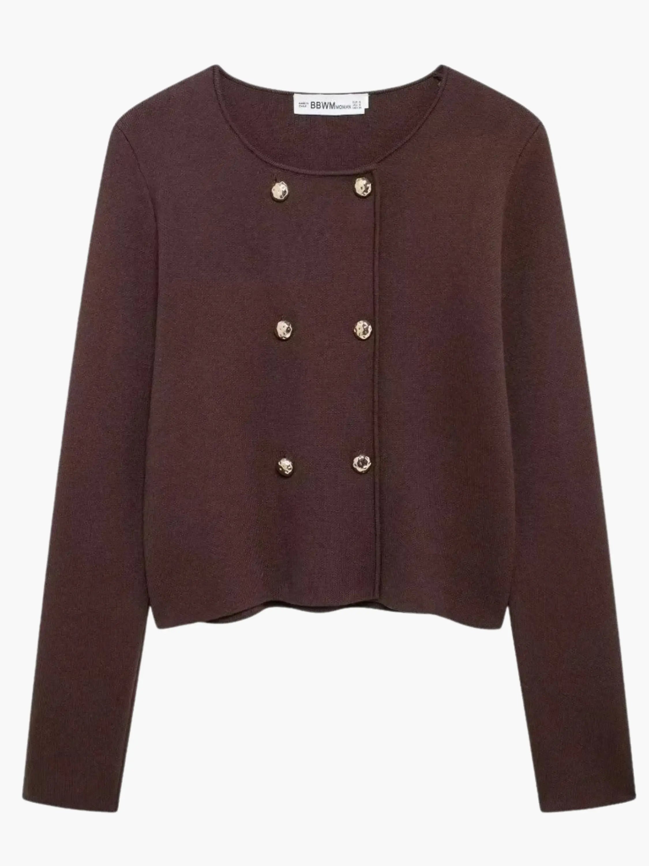 Double-Breasted Knit Cardigan