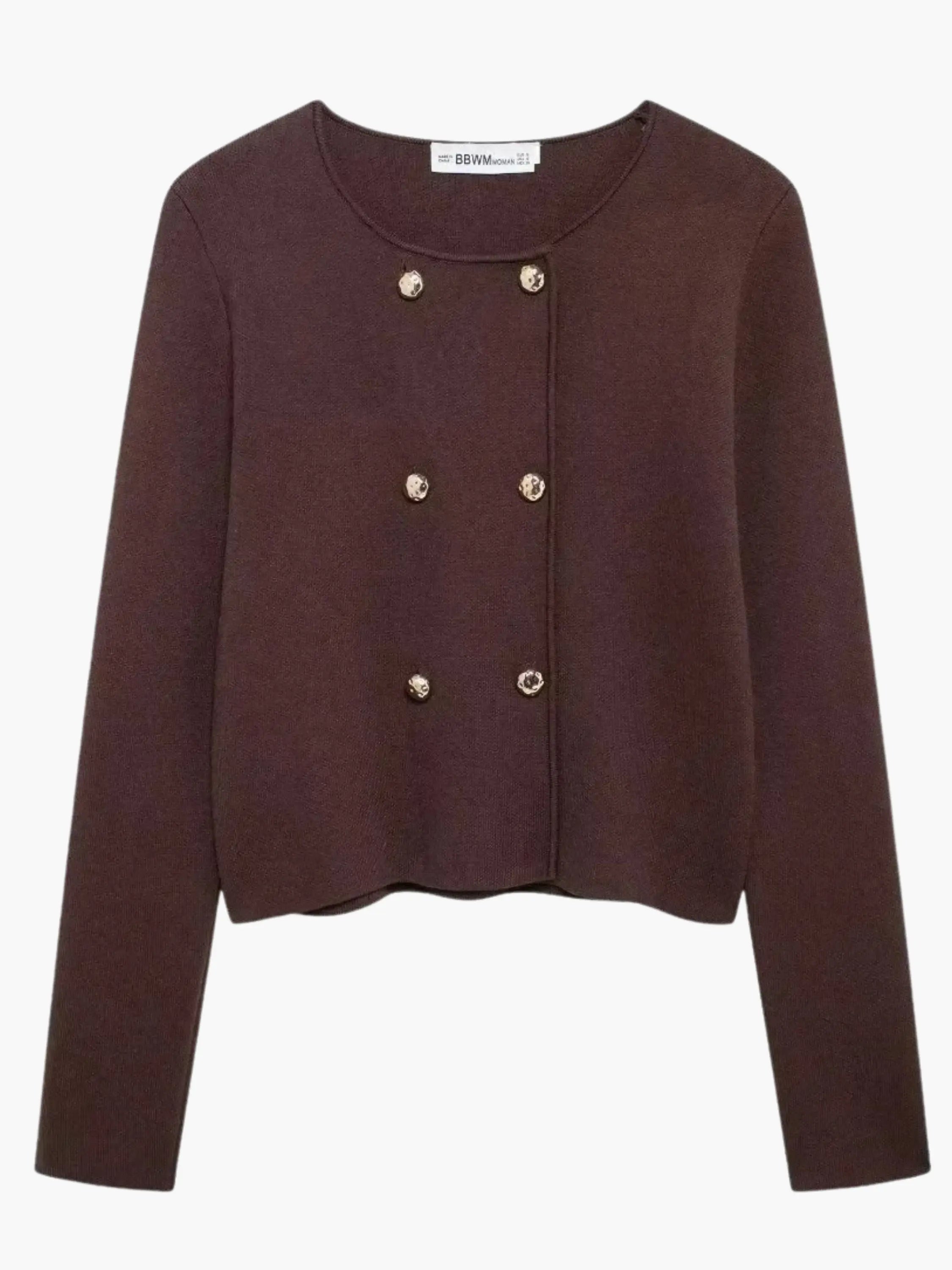 Double-Breasted Knit Cardigan