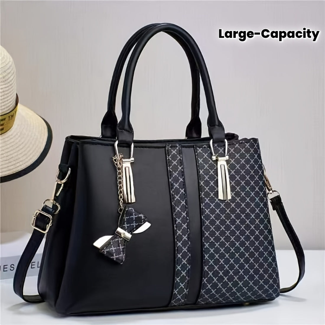 Large Capacity Plaid Handbag - Triple-Layer Pockets, Zip Closure - Khaki, Green, Black