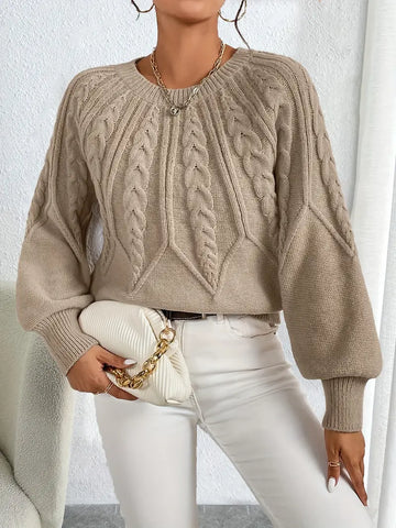 Elegant Cable Knit Pullover Sweater