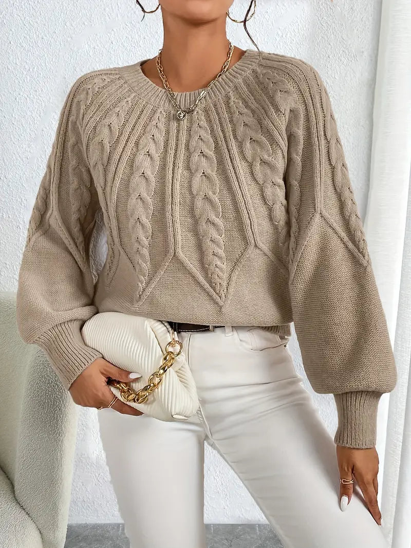 Elegant Cable Knit Pullover Sweater