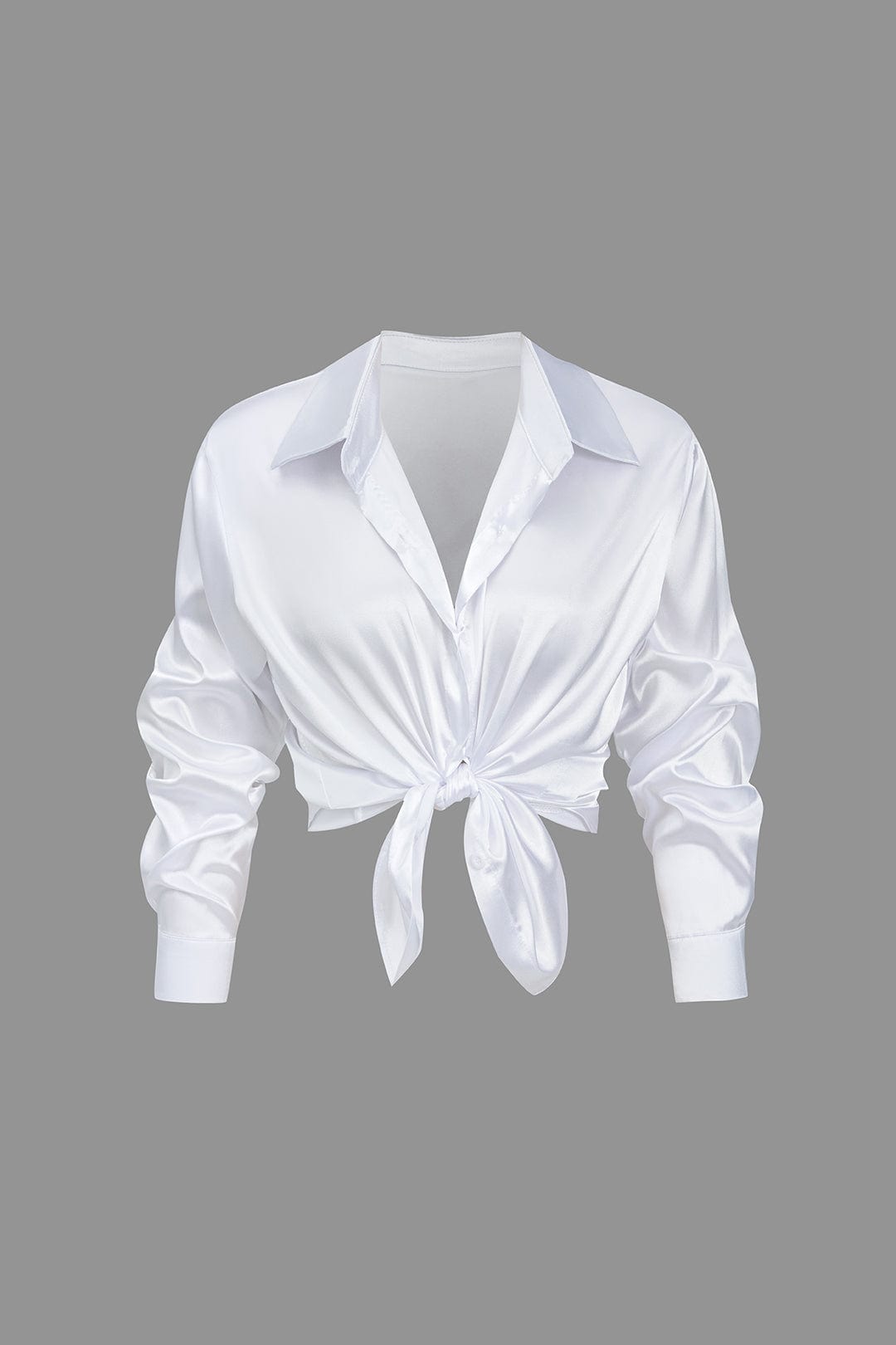 Elegant Long-Sleeve Satin Blouse