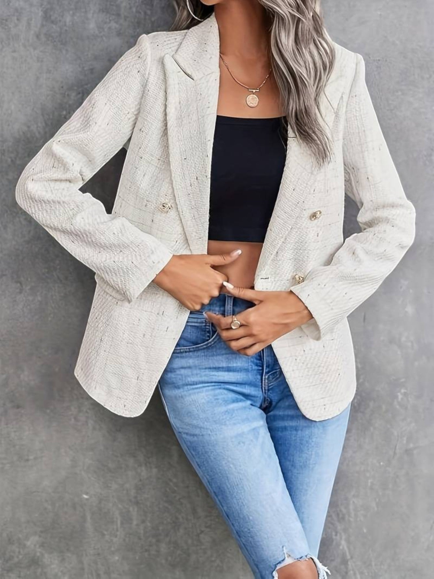 Long Sleeve Button Blazer for Women