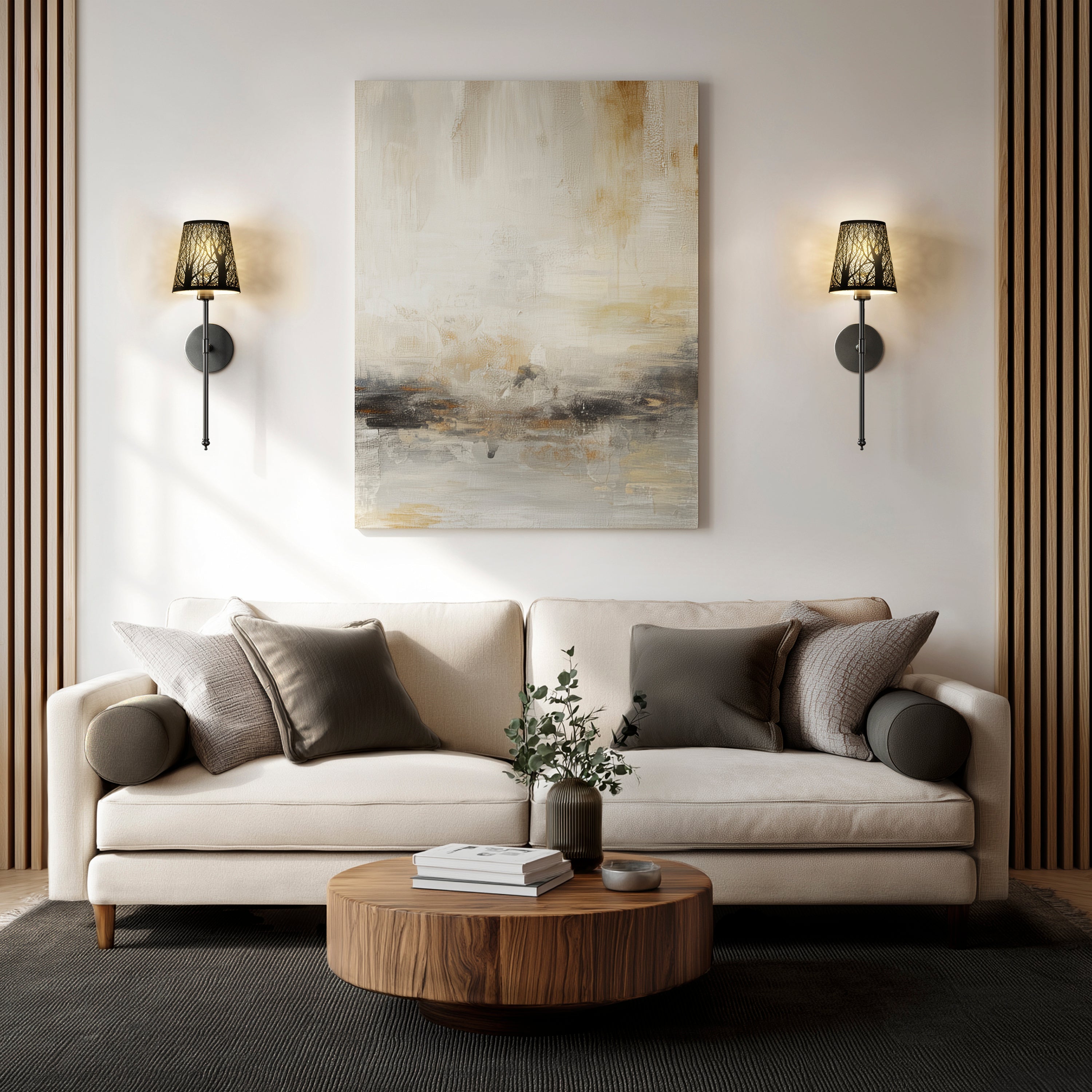 Set of 2 Wireless Metallic Wall Sconces | Gold, Black & Silver