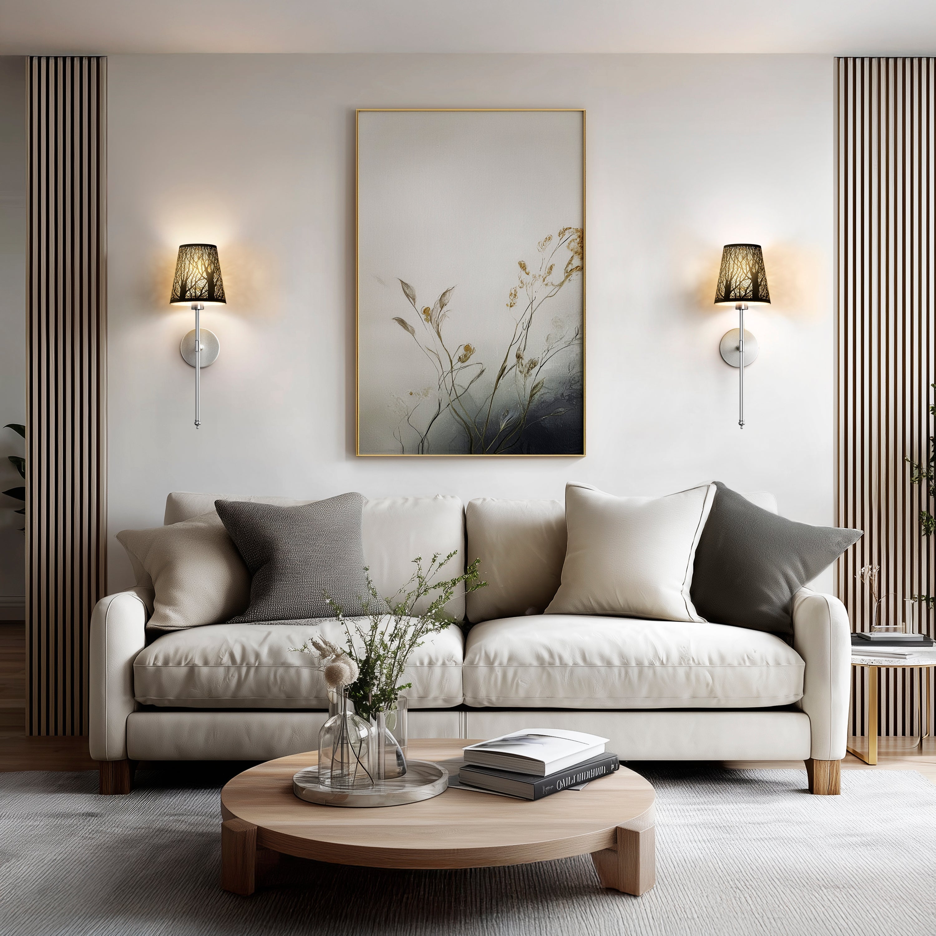Set of 2 Wireless Metallic Wall Sconces | Gold, Black & Silver
