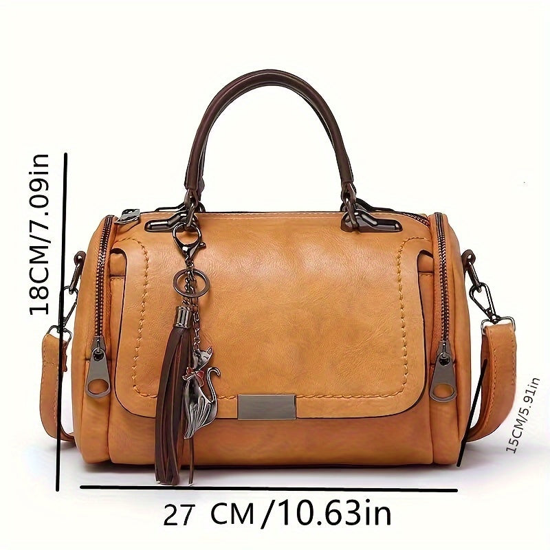 Elegant Brown Convertible Handbag & Crossbody Purse with Adjustable Strap
