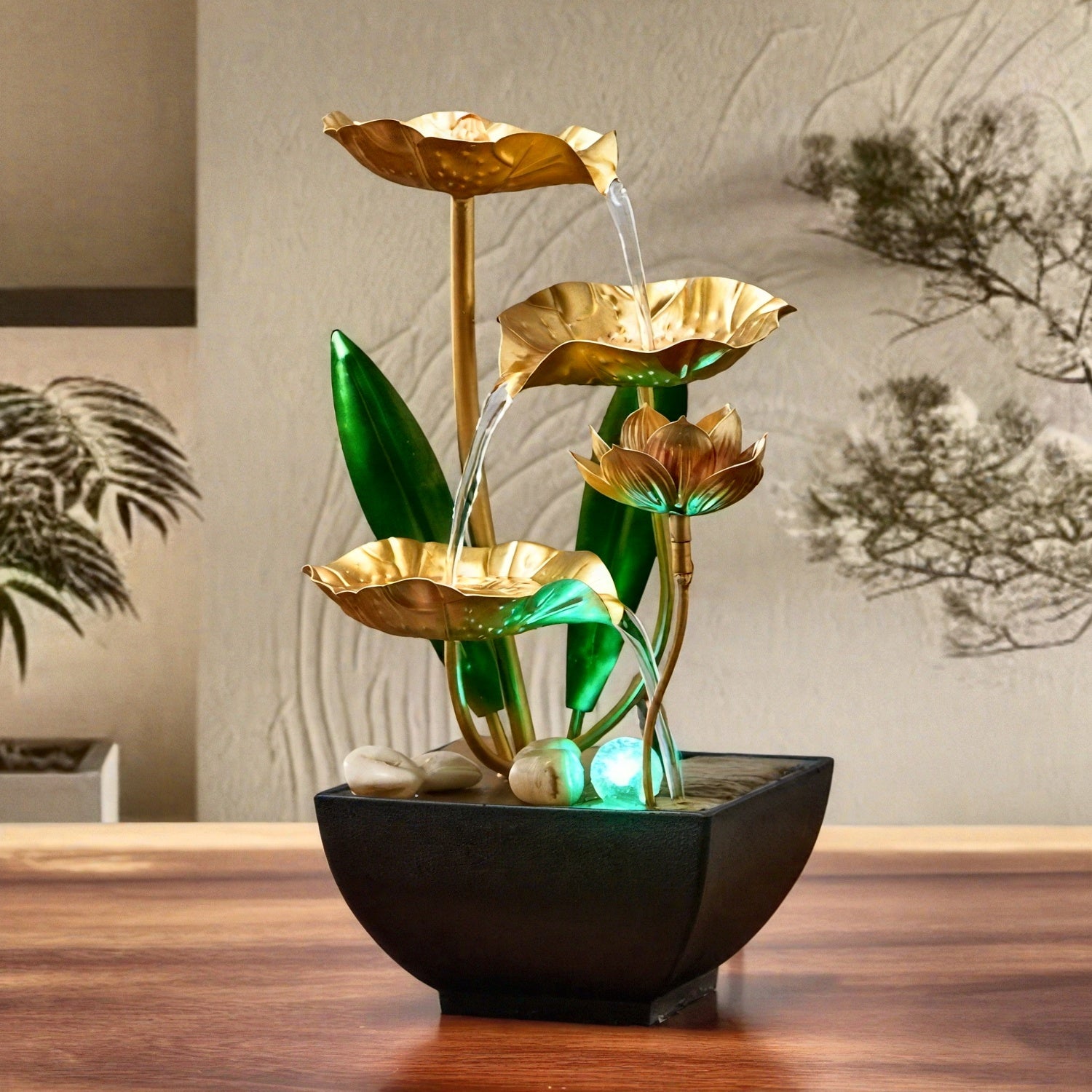 Desktop Water Fountain Humidifier with LED Lights