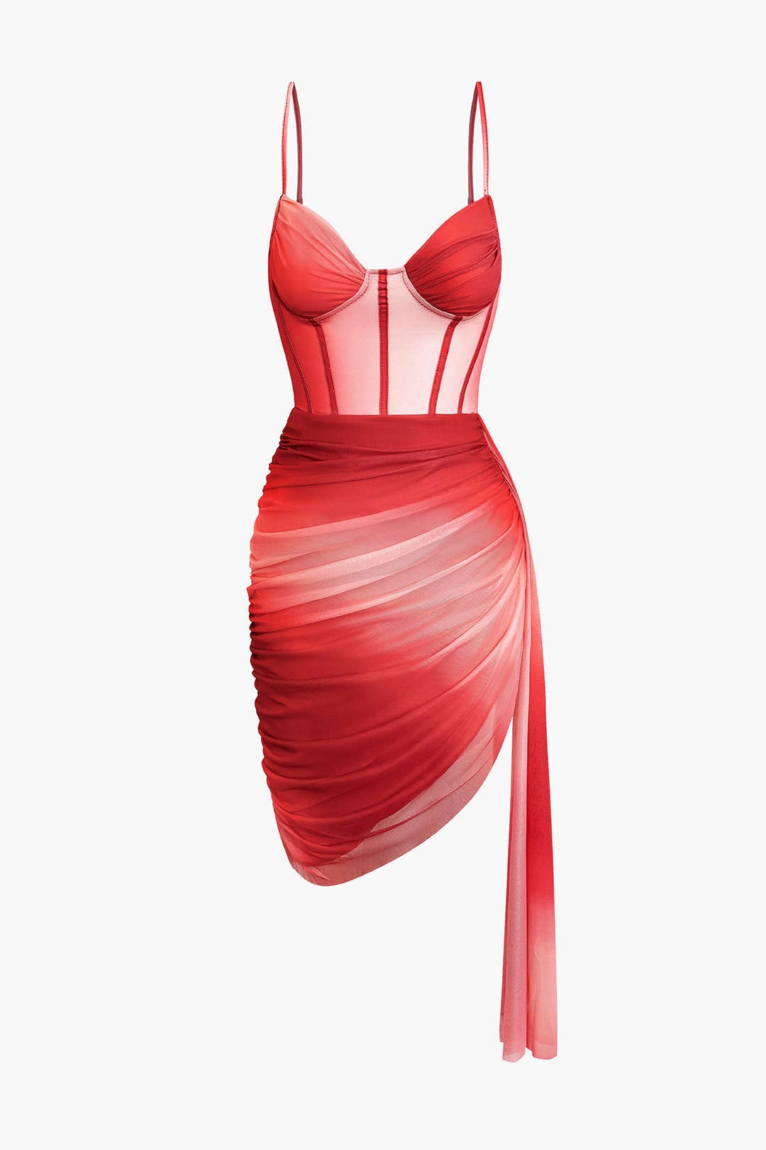 Seductive Corset Dress with Mesh & Asymmetrical Skirt