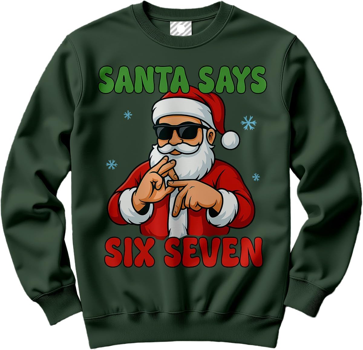 Six Seven Christmas sweatshirt back view, funny meme jumper for family matching outfits
