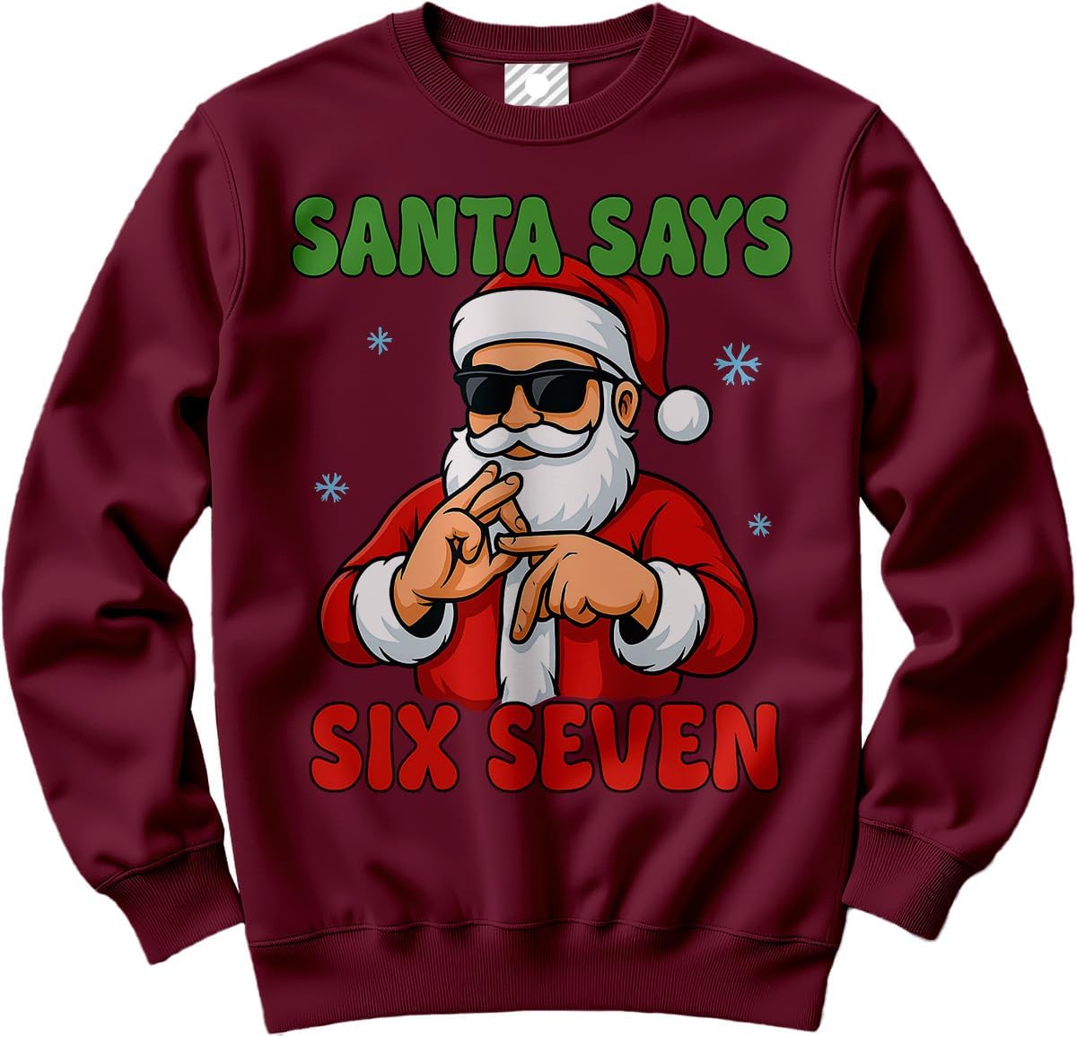Kids wearing Six Seven Christmas sweatshirt, funny 6-7 school meme jumper for festive parties
