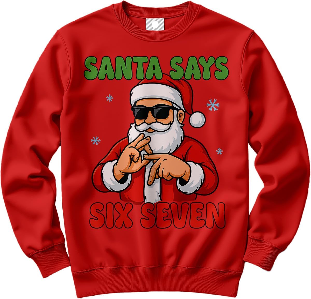 Funny Six Seven Christmas sweatshirt for kids and adults, 6-7 meme slogan jumper for Christmas jumper day
