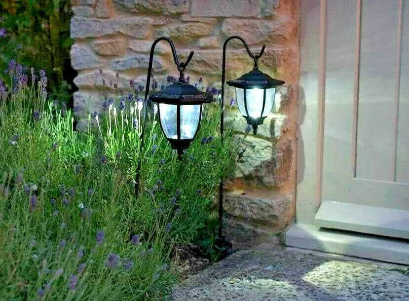 Solar Shepherd's Crook Garden Lanterns | Set of 2