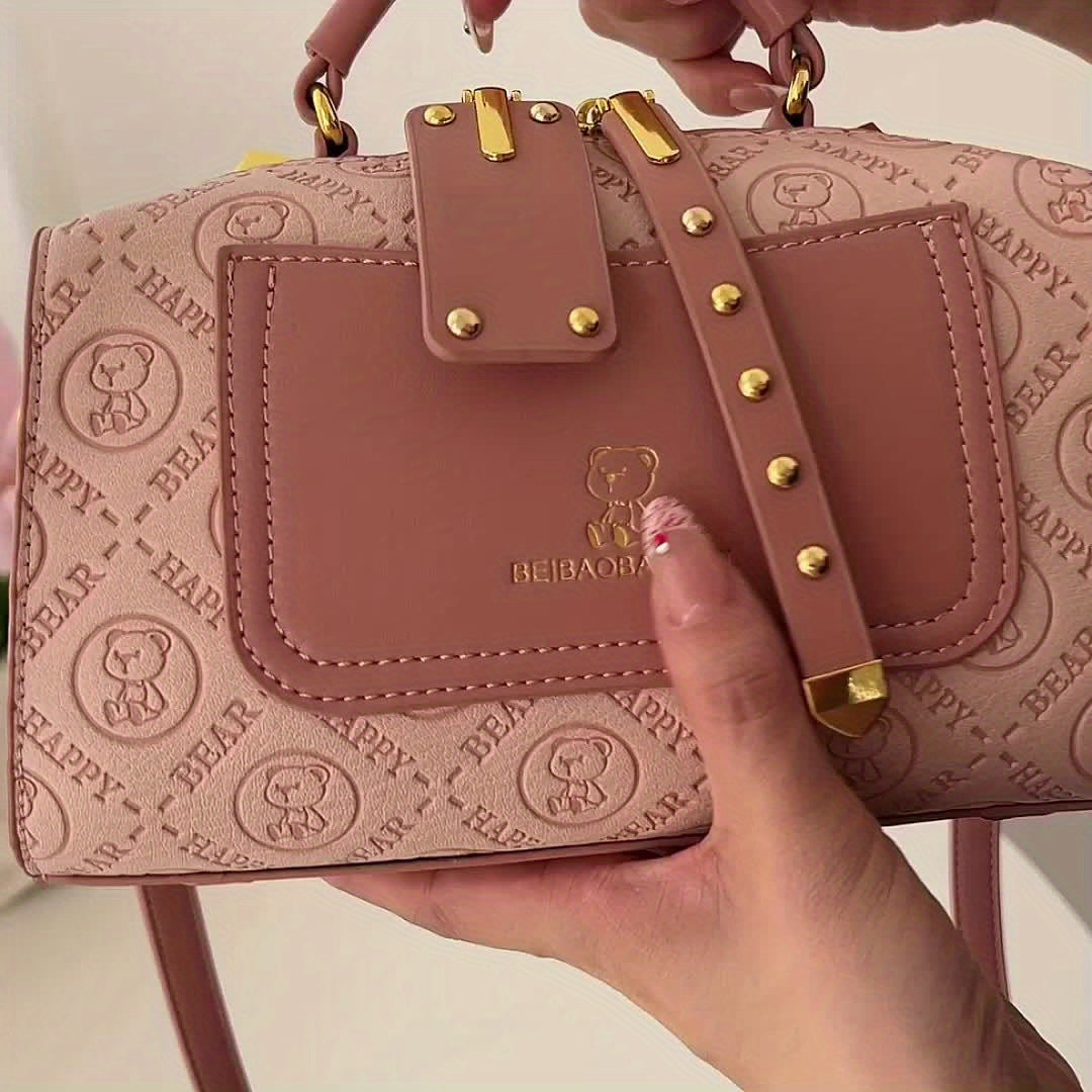 Elegant Pink Women's Handbag with Gold Hardware - Versatile Crossbody Mini Purse