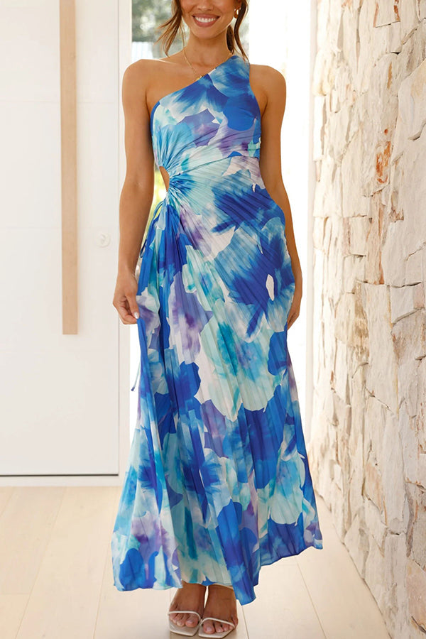 Asymmetrical One-Shoulder Maxi Dress with Cut-Out