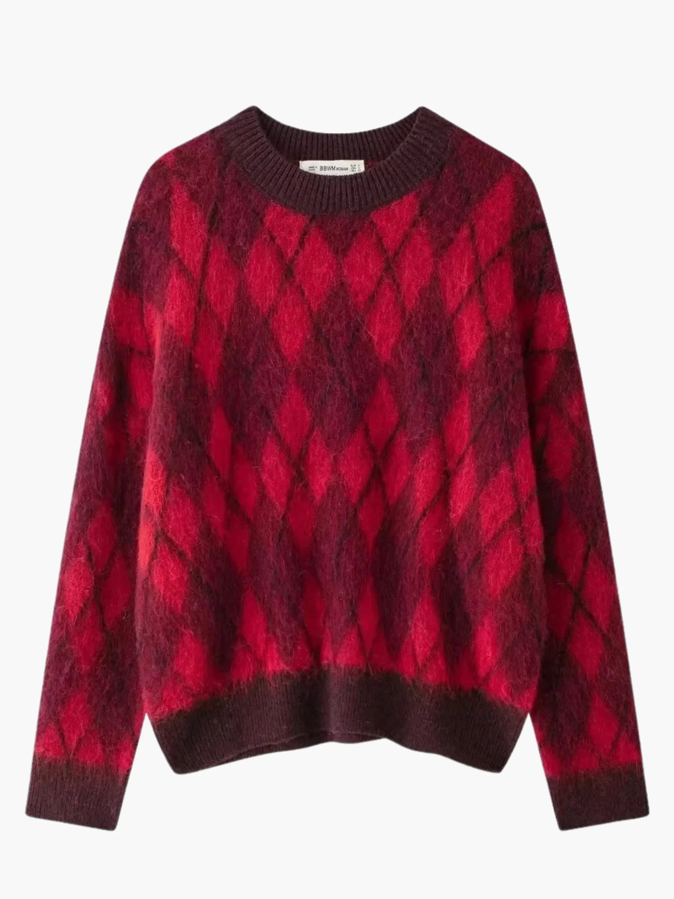 Vintage Red Argyle Knit Pullover