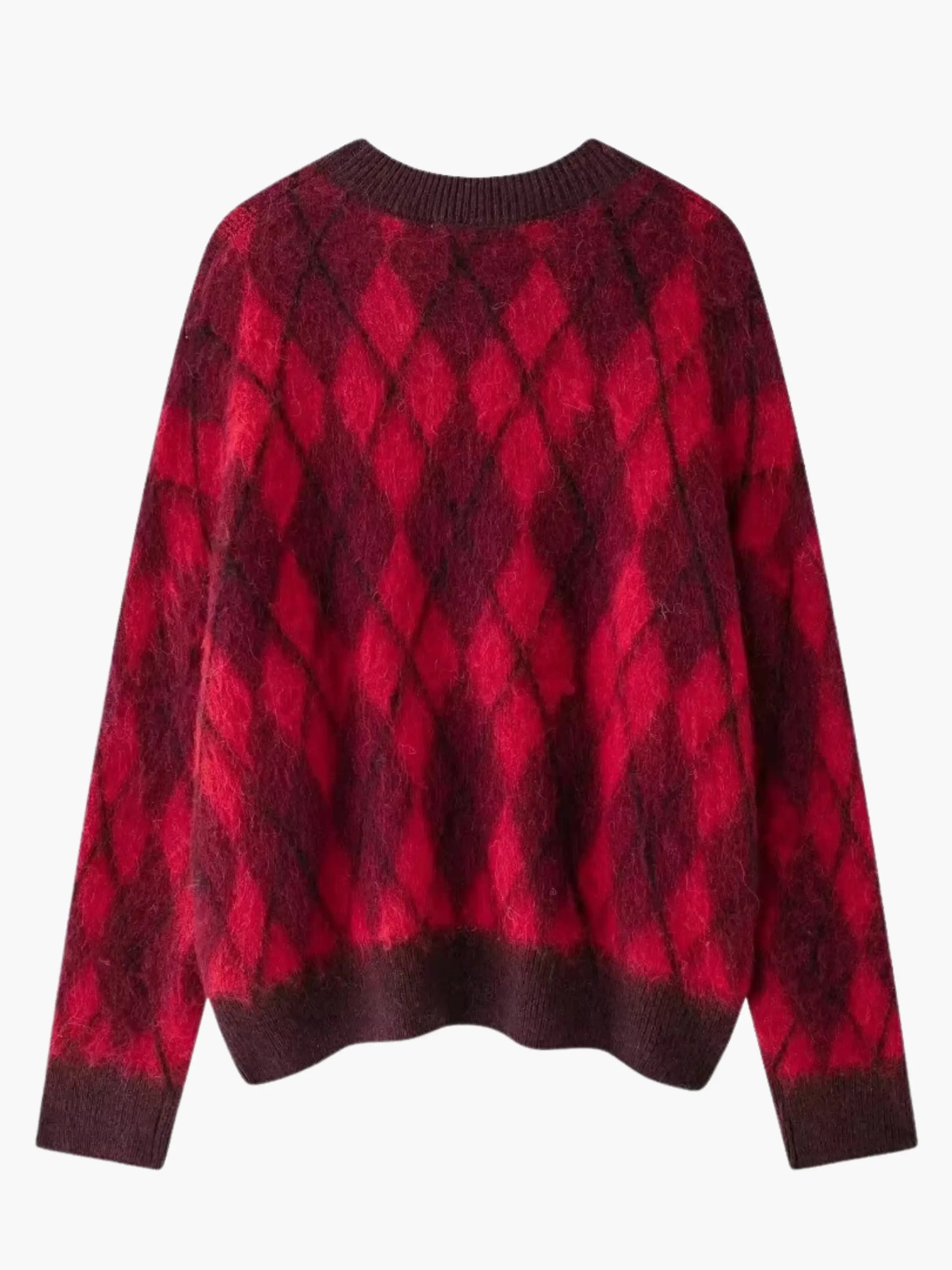 Vintage Red Argyle Knit Pullover