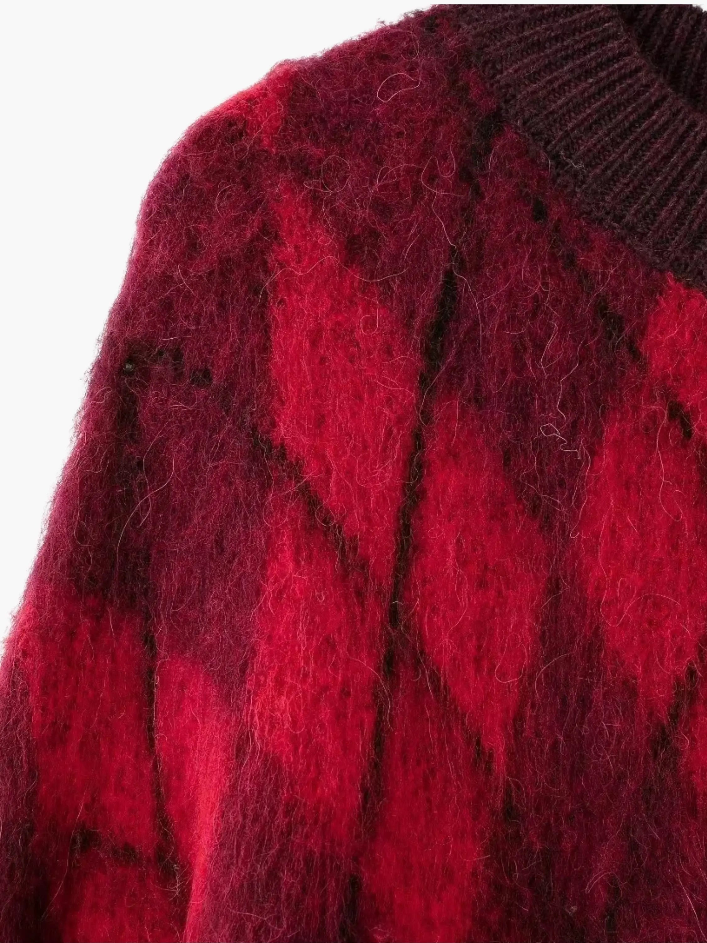 Vintage Red Argyle Knit Pullover