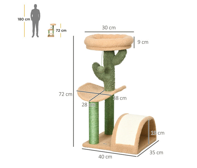 Cat tower with plush bed and sisal post