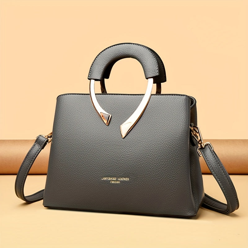 Vintage-Inspired Large Tote Bag with Detachable Shoulder Strap