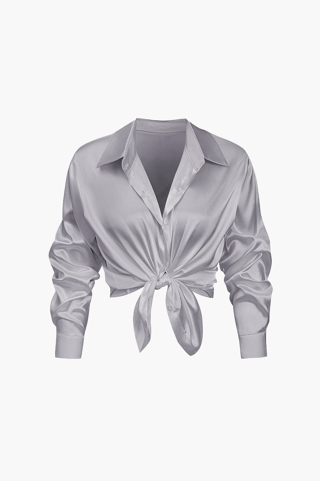 Elegant Long-Sleeve Satin Blouse
