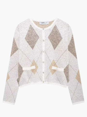 Argyle Pattern Cardigan