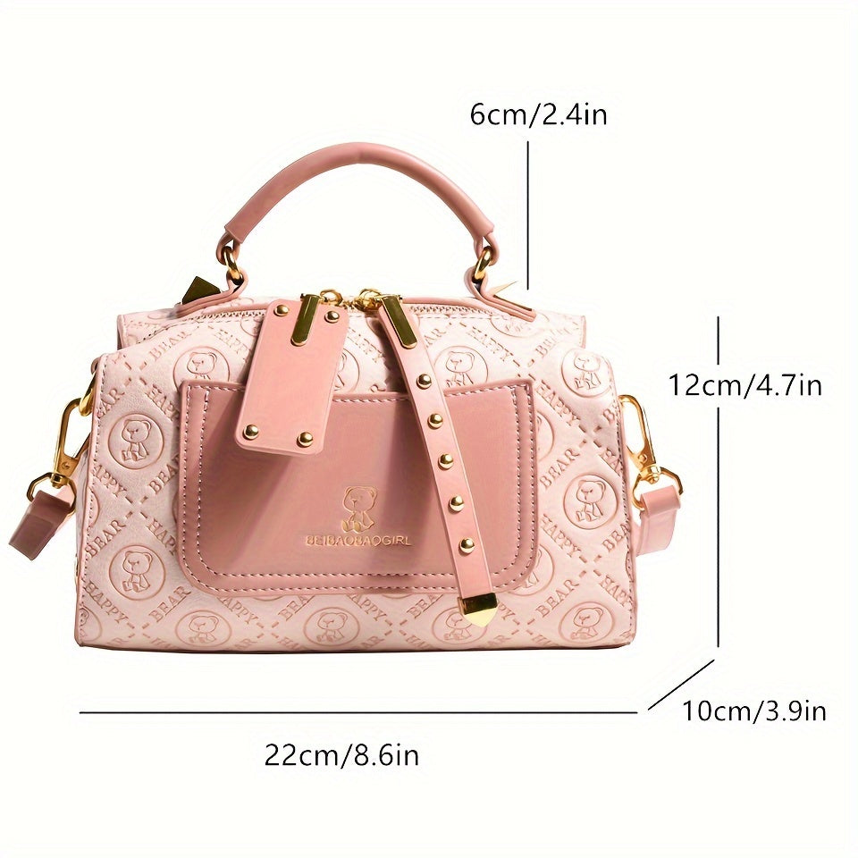 Elegant Pink Women's Handbag with Gold Hardware - Versatile Crossbody Mini Purse