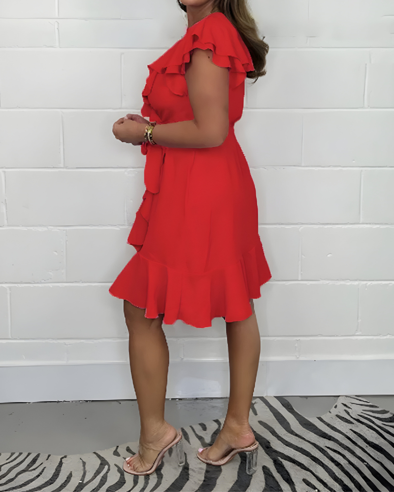 V-Neck Ruffled Dress – Perfect for Any Occasion