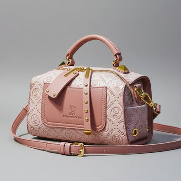 Elegant Pink Women's Handbag with Gold Hardware - Versatile Crossbody Mini Purse