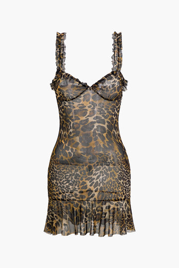Wild Leopard Mini Dress with Ruffles