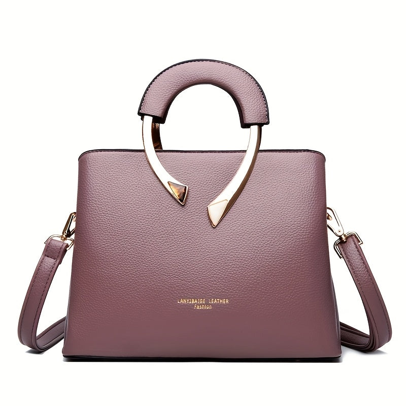 Vintage-Inspired Large Tote Bag with Detachable Shoulder Strap