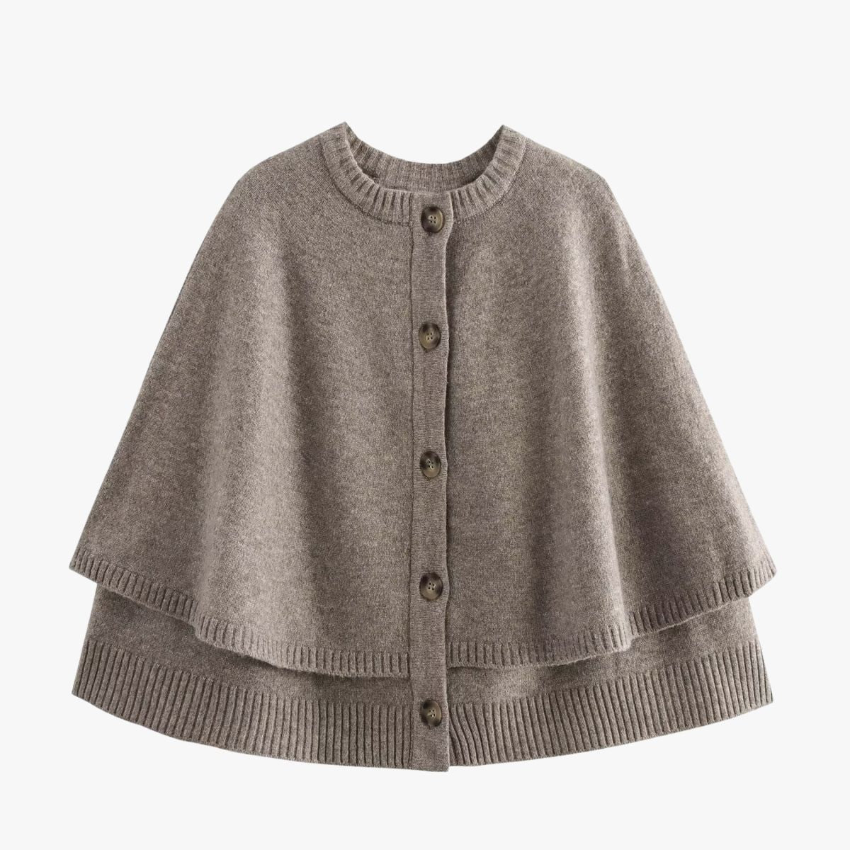 Knit Cape with Buttons and Tiered Hem