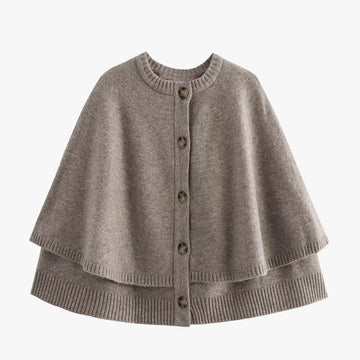 Knit Cape with Buttons and Tiered Hem