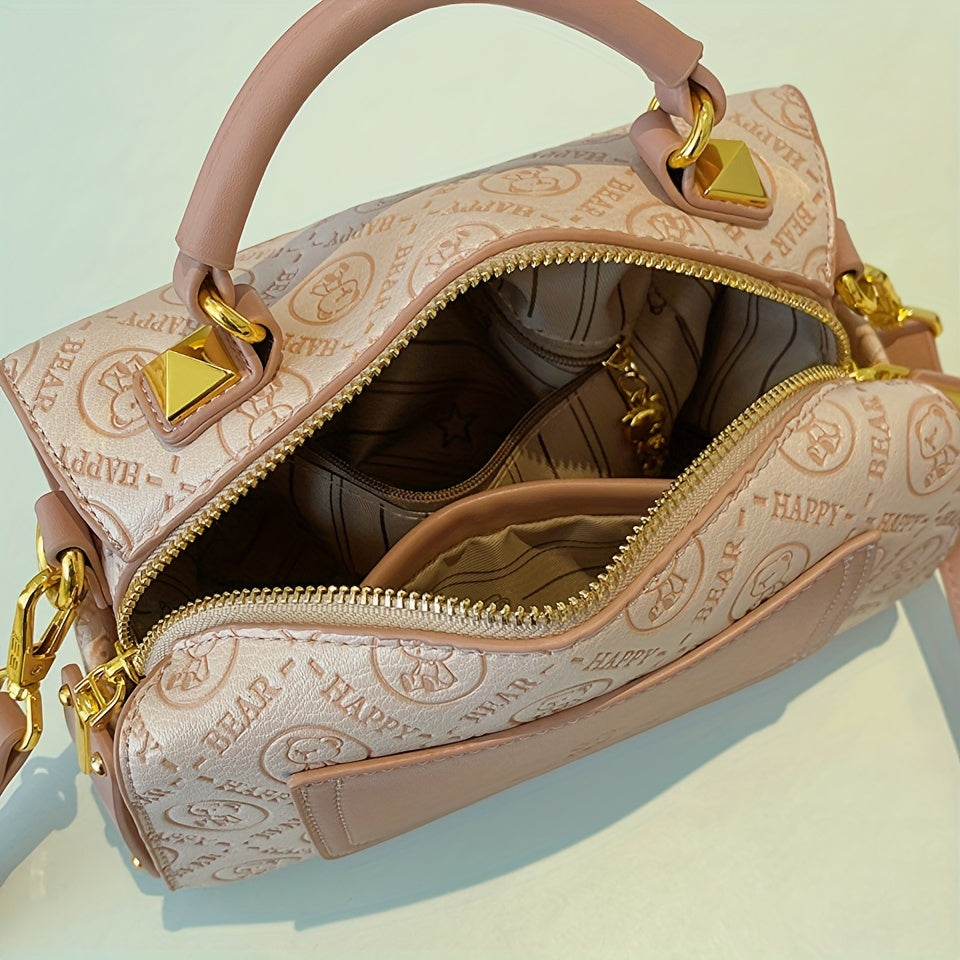 Elegant Pink Women's Handbag with Gold Hardware - Versatile Crossbody Mini Purse