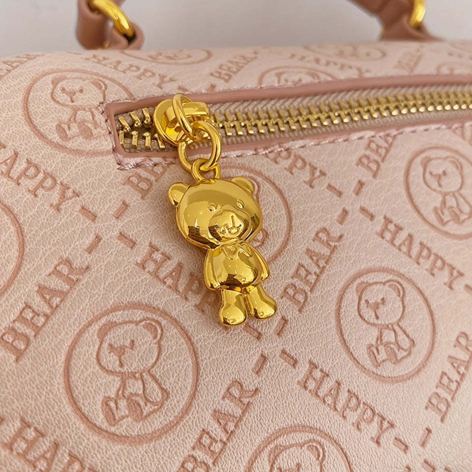 Elegant Pink Women's Handbag with Gold Hardware - Versatile Crossbody Mini Purse