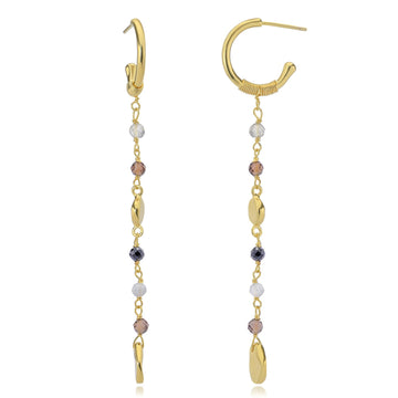 Sofia Hoop Earrings - Mixed Gemstone & 22K Gold Plated