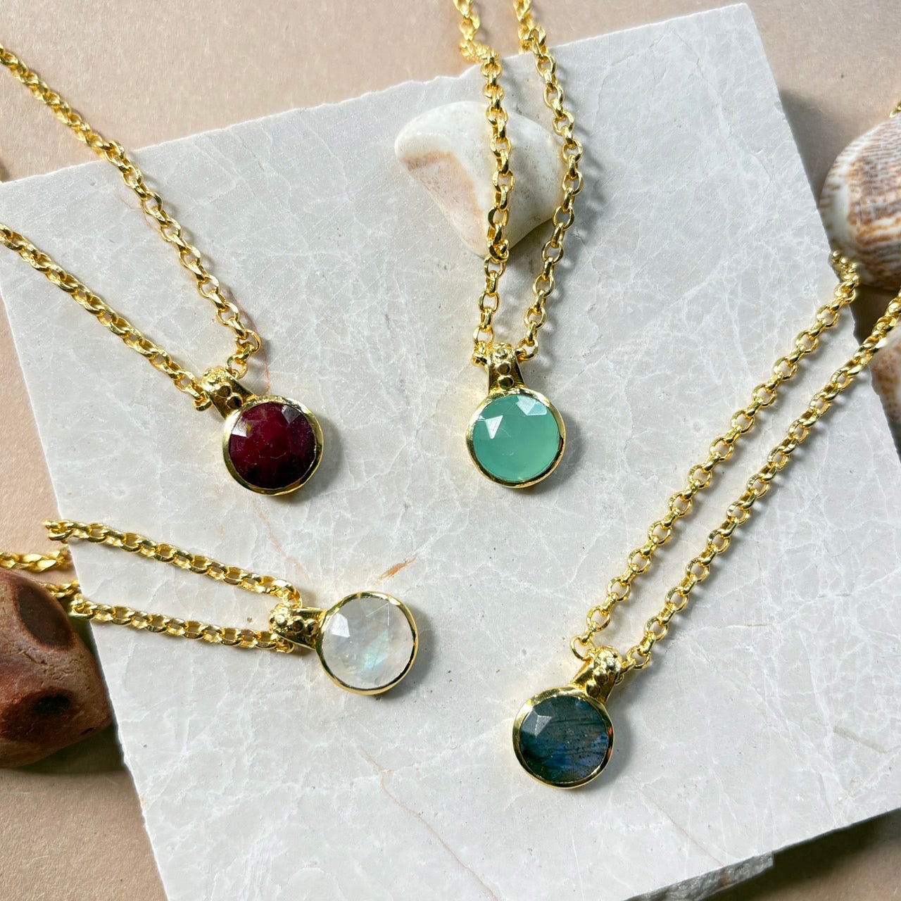 Ruby Gemstone Necklace Gold Plated - Handcrafted Pendant Jewellery
