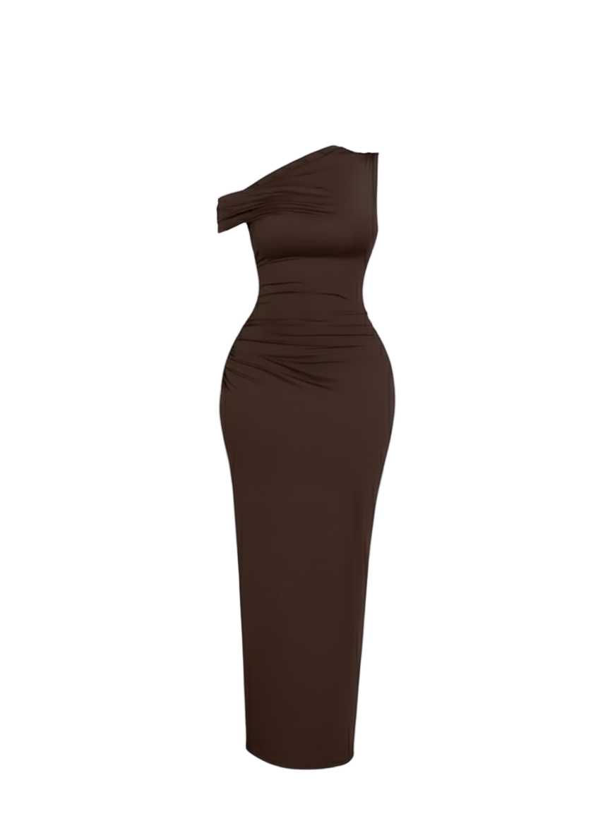 Women’s Asymmetric Oblique-Shoulder Bodycon Dress