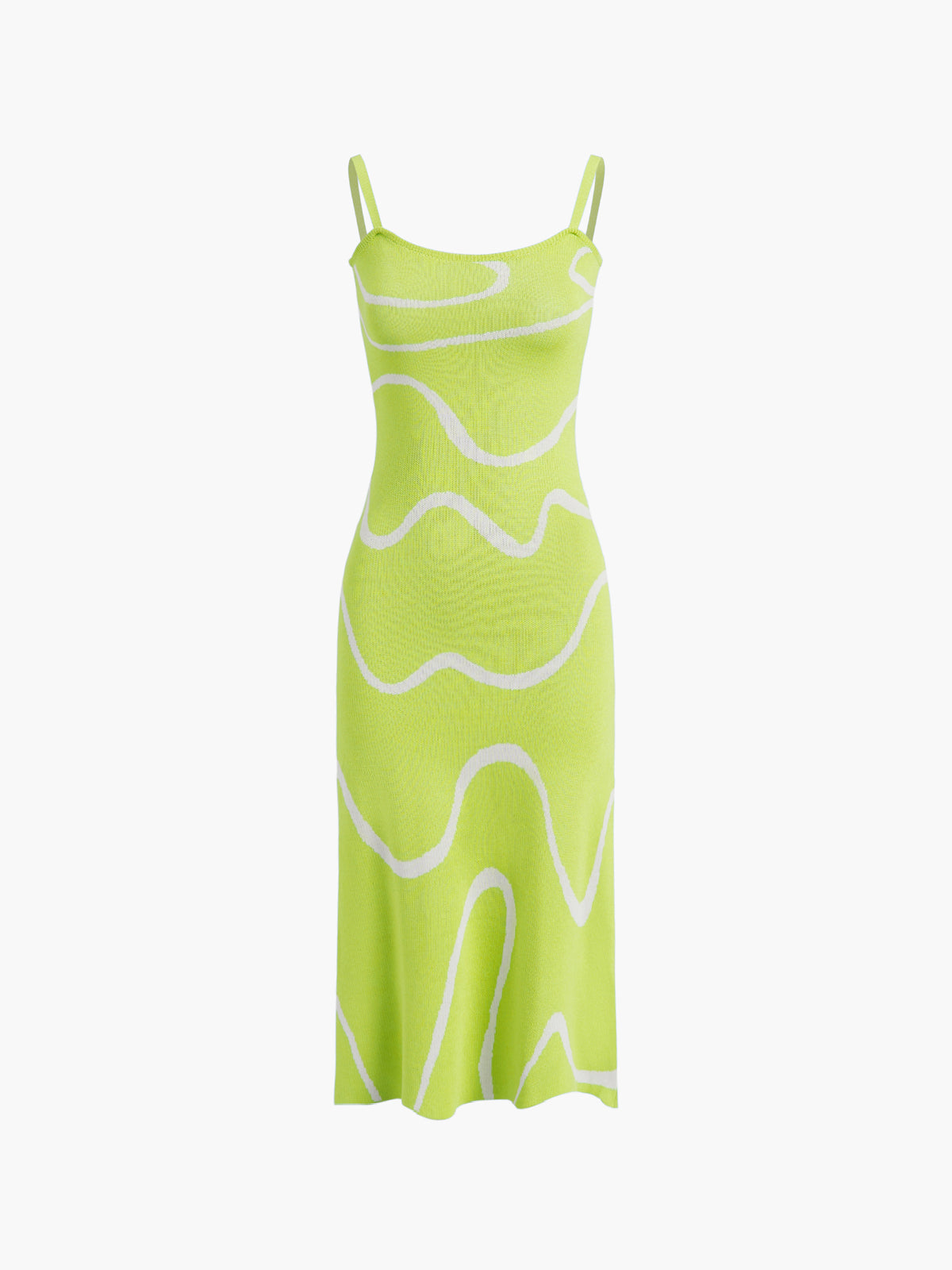 Abstract Pattern Midi Dress with Spaghetti Straps
