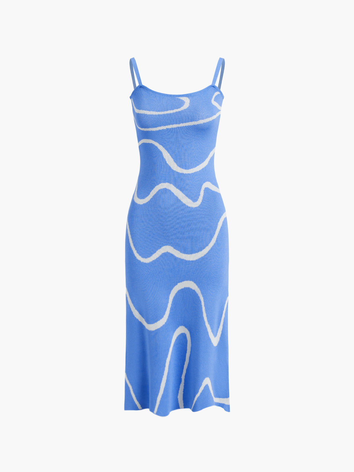 Abstract Pattern Midi Dress with Spaghetti Straps